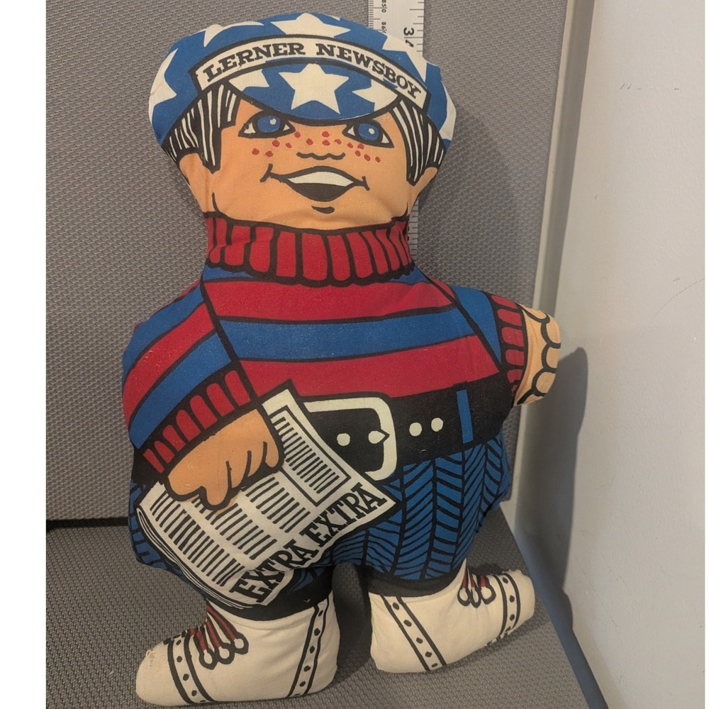 VTG 1976 Lerner Newsboy Cloth Advertising Pillow Doll Mytro-Publishing Co Toy